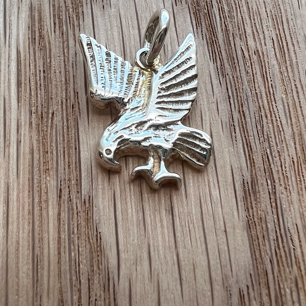 Eagle Charm Pendant NOS Silver Tone Bird of Prey Charm